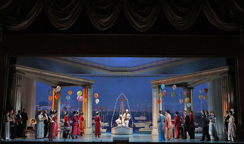 Susannah Biller (Despina), Francesco Demuro (Ferrando), Philippe Sly (Guglielmo), Così fan tutte, Wolfgang Amadeus Mozart. San Francisco Opera, 2012-13. Photographer: Cory Weaver/San Francisco Opera.