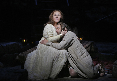 Sasha Cooke (Mary Magdalene), Nathan Gunn (Yeshua), The Gospel of Mary Magdalene, Mark Adamo. San Francisco Opera, 2012-13. Photographer: Cory Weaver/San Francisco Opera.