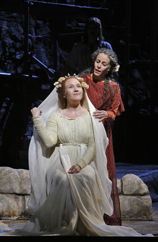 Sasha Cooke (Mary Magdalene), Maria Kanyova (Miriam), The Gospel of Mary Magdalene, Mark Adamo. San Francisco Opera, 2012-13. Photographer: Cory Weaver/San Francisco Opera.