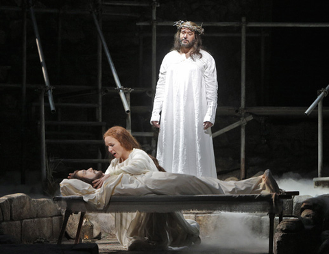 Sasha Cooke (Mary Magdalene), Nathan Gunn (Yeshua), The Gospel of Mary Magdalene, Mark Adamo. San Francisco Opera, 2012-13. Photographer: Cory Weaver/San Francisco Opera.