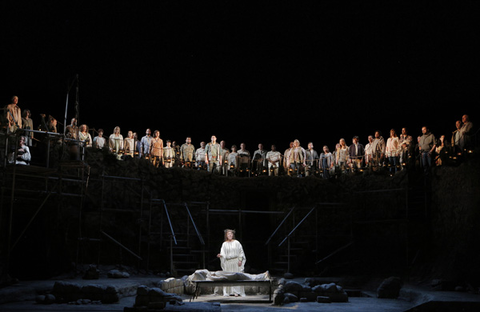 Sasha Cooke (Mary Magdalene), Chorus, The Gospel of Mary Magdalene, Mark Adamo. San Francisco Opera, 2012-13. Photographer: Cory Weaver/San Francisco Opera.