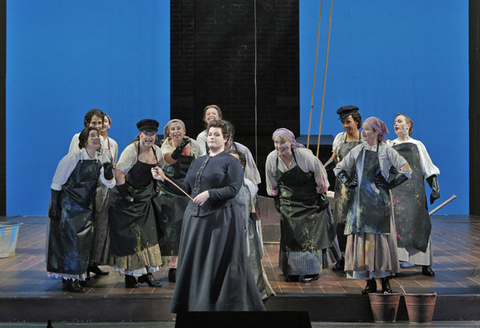 Erin Johnson (Mary), Chorus, Der Fliegende Holländer, Richard Wagner. San Francisco Opera, 2013-14. Photographer: Cory Weaver/San Francisco Opera.