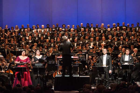 Leah Crocetto, Margaret Mezzacappa, Michael Fabiano, Vitalij Kowaljow, Nicola Luisotti, Requiem, Giuseppe Verdi. San Francisco Opera, 2013-14. Photographer: Drew Altizer/San Francisco Opera.