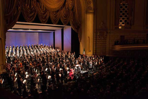 Orchestras and choruses of San Francisco Opera and the Teatro di San Carlo, Naples, Requiem, Giuseppe Verdi. San Francisco Opera, 2013-14. Photographer: Drew Altizer/San Francisco Opera.