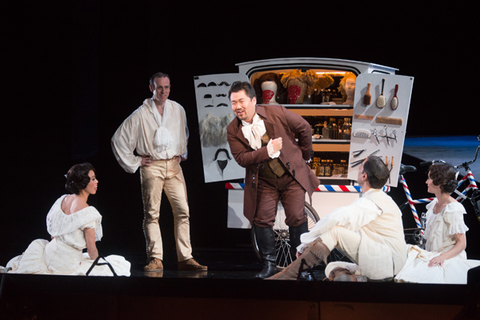 Joo Won Kang (Figaro), The Barber of Seville for Families, Gioachino Rossini. San Francisco Opera, 2013-14. Photographer: Kristen Loken/San Francisco Opera.