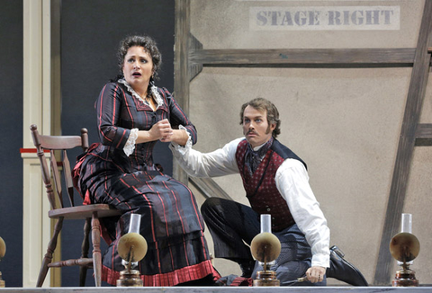 Patricia Racette (Julie La Verne), Patrick Cummings (Steve Baker), Show Boat, Jerome Kern. San Francisco Opera, 2013-14. Photographer: Cory Weaver/San Francisco Opera.