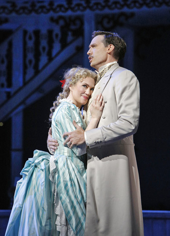 Heidi Stober (Magnolia Hawks), Michael Todd Simpson (Gaylord Ravenal), Show Boat, Jerome Kern. San Francisco Opera, 2013-14. Photographer: Cory Weaver/San Francisco Opera.