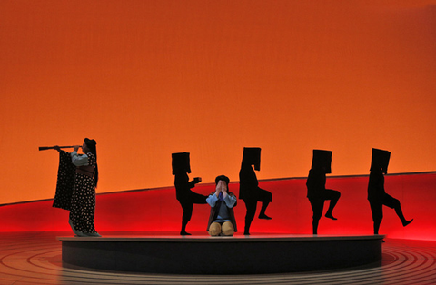 Patricia Racette (Cio-Cio-San), Elizabeth DeShong (Suzuki), Chorus, Madama Butterfly, Giacomo Puccini. San Francisco Opera, 2013-14. Photographer: Cory Weaver/San Francisco Opera.