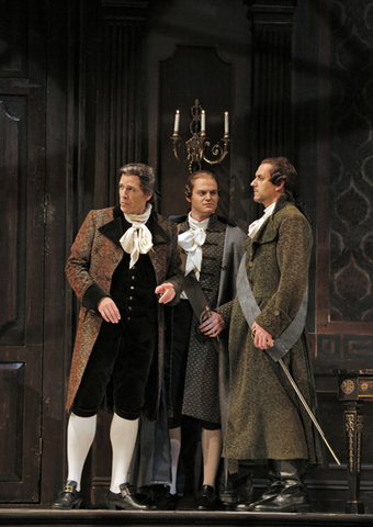 Thomas Hampson (Anckarstrӧm), Scott Conner (Tom), Christian Van Horn (Sam), Un Ballo in Maschera, Giuseppe Verdi. San Francisco Opera, 2014-15. Photographer: Cory Weaver/San Francisco Opera.