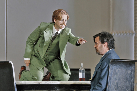 Daniela Mack (Rosmira/Eurimene), David Daniels (Arsace), Partenope, George Frideric Handel. San Francisco, 2014-15. Photographer: Cory Weaver/San Francisco Opera.