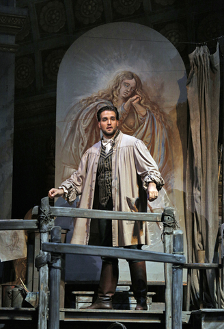 Brian Jagde (Cavaradossi), Tosca, Giacomo Puccinni. San Francisco Opera, 2014-15. Photographer: Cory Weaver/San Francisco Opera.