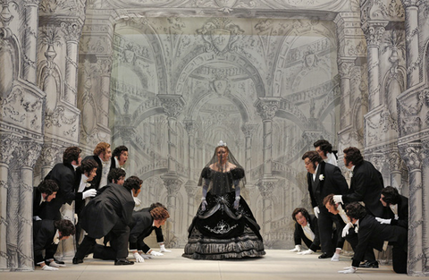 Karine Deshayes (Cenerentola), Chorus, La Cenerentola, Gioachino Rossini. San Francisco Opera, 2014-15. Photographer: Cory Weaver/San Francisco Opera.