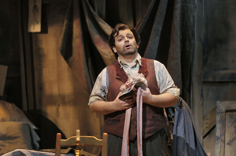 Giorgio Berrugi (Rodolfo), La Bohème, Giacomo Puccini. San Francisco Opera, 2014-15. Photographer: Cory Weaver/San Francisco Opera.