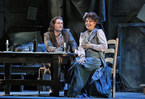 Michael Fabiano (Rodolfo), Alexia Voulgaridou (Mimì), La Bohème, Giacomo Puccini. San Francisco Opera, 2014-15. Photographer: Cory Weaver/San Francisco Opera.