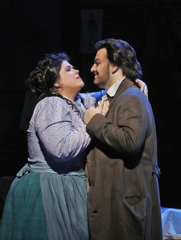 Leah Crocetto (Mimì), Giorgio Berrugi (Rodolfo), La Bohème, Giacomo Puccini. San Francisco Opera, 2014-15. Photographer: Cory Weaver/San Francisco Opera.