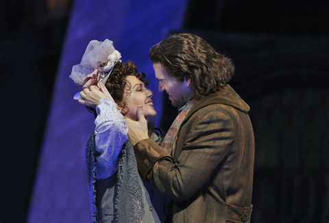 Alexia Voulgaridou (Mimì), Michael Fabiano (Rodolfo), La Bohème, Giacomo Puccini. San Francisco Opera, 2014-15. Photographer: Cory Weaver/San Francisco Opera.