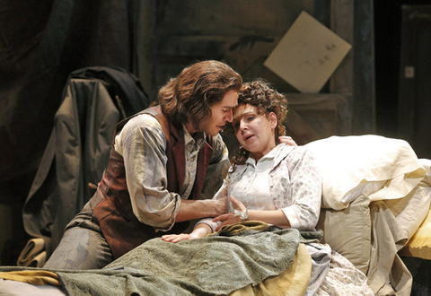 Michael Fabiano (Rodolfo), Alexia Voulgaridou (Mimì), La Bohème, Giacomo Puccini. San Francisco Opera, 2014-15. Photographer: Cory Weaver/San Francisco Opera.