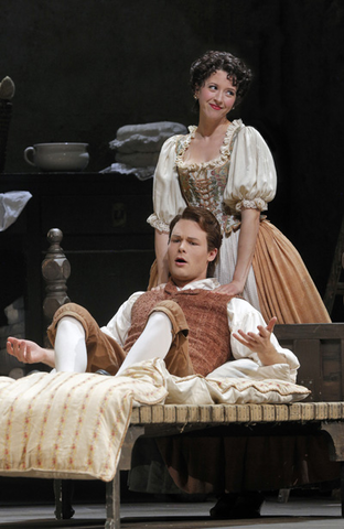 Lisette Oropesa (Susanna), Philippe Sly (Figaro), Le Nozze di Figaro, Wolfgang Amadeus Mozart. San Francisco Opera, 2014-15. Photographer: Cory Weaver/San Francisco Opera.