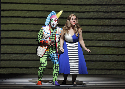 Efrain Solis (Papageno), Sarah Shafer (Pamina), Die Zauberflöte, Wolfgang Amadeus Mozart. San Francisco Opera, 2015-16. Photographer: Cory Weaver/San Francisco Opera.