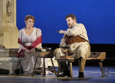 Rachel Willis-Sorensen (Eva), James Rutherford (Hans Sachs), Die Meistersinger von Nürnberg, Richard Wagner. San Francisco Opera 2015-16. Photographer: Cory Weaver/San Francisco Opera.