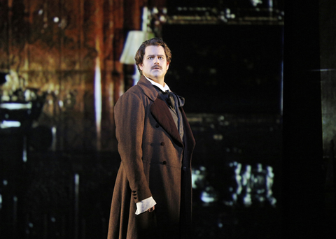 Jason Bridges (Edgar Allan Poe), Usher House, Gordon Getty. San Francisco Opera, 2015-16. Photographer: Cory Weaver/San Francisco Opera.