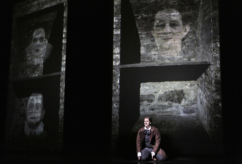 Jason Bridges (Edgar Allan Poe), Usher House, Gordon Getty. San Francisco Opera, 2015-16. Photographer: Cory Weaver/San Francisco Opera.