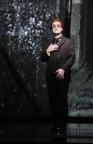 Joel Sorensen (Le Medecin), La Chute de la Maison Usher, Claude Debussy. San Francisco Opera, 2015-16. Photographer: Cory Weaver/San Francisco Opera.