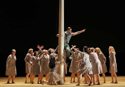 Brad Walker (Zuniga), Chorus, Carmen, Georges Bizet. San Francisco Opera, 2015-16. Photographer: Cory Weaver/San Francisco Opera.