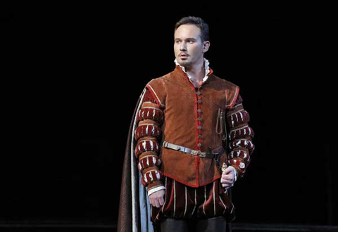 Mariusz Kwiecień (Rodrigo), Don Carlo, Giuseppe Verdi. San Francisco Opera, 2015-16. Photographer: Cory Weaver/San Francisco Opera.