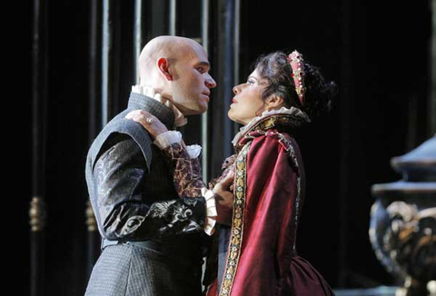 Michael Fabiano (Don Carlo), Ana María Martínez (Elisabetta), Don Carlo, Giuseppe Verdi. San Francisco Opera, 2015-16. Photographer: Cory Weaver/San Francisco Opera.