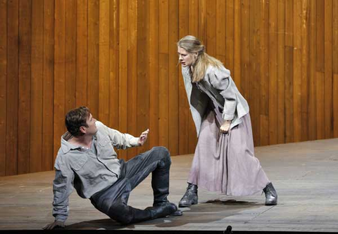 Scott Quinn (Števa Buryja), Malin Byström (Jenůfa), Jenůfa, Leoš Janáček. San Francisco Opera, 2015-16. Photographer: Cory Weaver/San Francisco Opera.