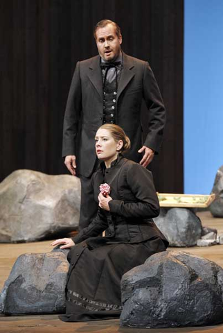 William Burden (Laca Klemeň), Malin Byström (Jenůfa), Jenůfa, Leoš Janáček. San Francisco Opera, 2015-16. Photographer: Cory Weaver/San Francisco Opera.