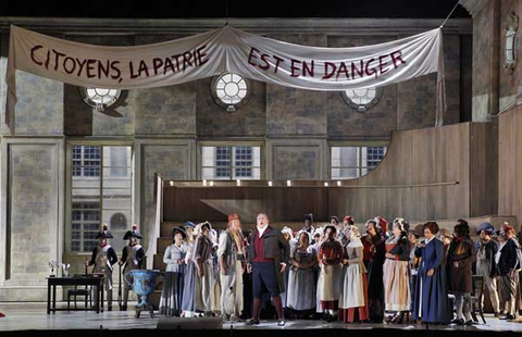 George Gagnidze (Carlo Gérard), Chorus, Andrea Chénier, Umberto Giordano. San Francisco Opera, 2016-17. Photographer: Cory Weaver/San Francisco Opera.