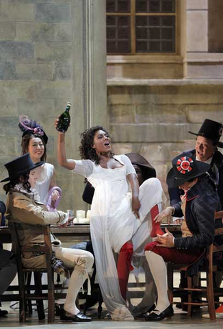 J'Nai Bridges (Bersi), Chorus, Andrea Chénier, Umberto Giordano. San Francisco Opera, 2016-17. Photographer: Cory Weaver/San Francisco Opera.