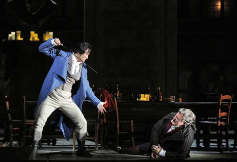 Yonghoon Lee (Andrea Chénier), George Gagnidze (Carlo Gérard), Andrea Chénier, Umberto Giordano. San Francisco Opera, 2016-17. Photographer: Cory Weaver/San Francisco Opera.