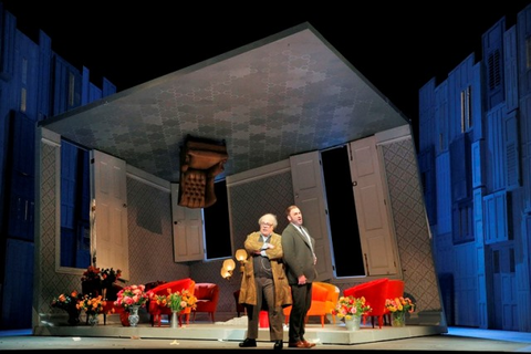 Maurizio Muraro (Don Pasquale), Lucas Meachem (Dr. Malatesta) , Don Pasquale, Gaetano Donizetti. San Francisco Opera, 2016-17. Photographer: Cory Weaver/San Francisco Opera.