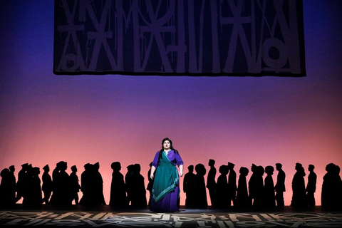 Leah Crocetto (Aida), Chorus, Aida, Giuseppe Verdi. San Francisco Opera, 2016-17. Photographer: Cory Weaver/San Francisco Opera.