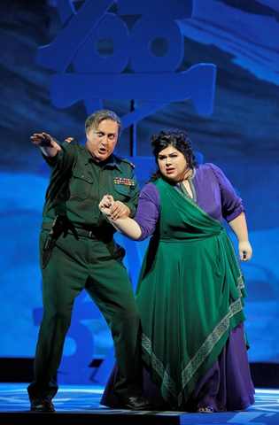 George Gagnidze (Amonasro), Leah Crocetto (Aida), Aida, Giuseppe Verdi. San Francisco Opera, 2016-17. Photographer: Cory Weaver/San Francisco Opera.