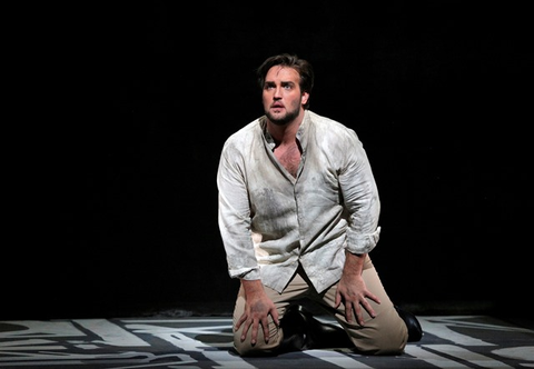 Brian Jagde (Radames), Aida, Giuseppe Verdi. San Francisco Opera, 2016-17. Photographer: Cory Weaver/San Francisco Opera.