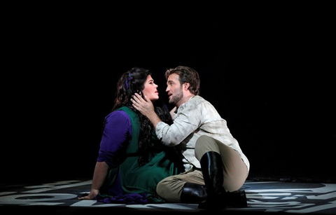 Leah Crocetto (Aida), Brian Jagde (Radames), Aida, Giuseppe Verdi. San Francisco Opera, 2016-17. Photographer: Cory Weaver/San Francisco Opera.