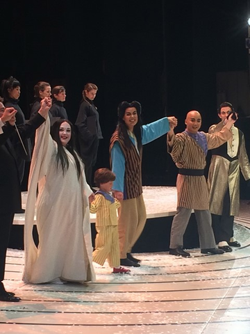 Toni Marie Palmertree (Cio-Cio-San), Ayla Cashman (Sorrow), Zanda Švēde (Suzuki), Julius Ahn (Goro), Edward Nelson (Prince Yamadori), Madama Butterfly, Giacomo Puccini. San Francisco Opera, 2016-17. Photographer: Matthew Shilvok/San Francisco Opera.