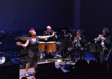 Doriane Faberg, Orchestra, The Triplets of Belleville cine-concert, Benoit Charest. SF Opera Lab, 2016. Photographer: Scott Wall/San Francisco Opera.