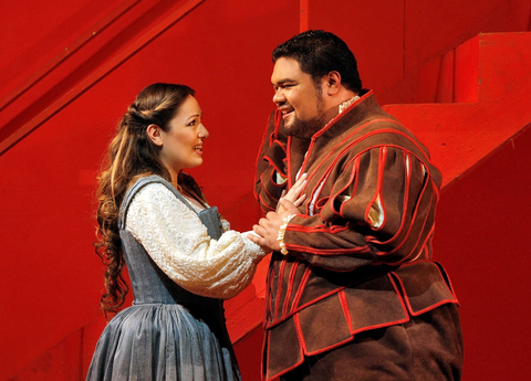 Nino Machaidze (Gilda), Pene Pati (The Duke of Mantua), Rigoletto, Giuseppe Verdi. San Francisco Opera, 2016-17. Photographer: Cory Weaver/San Francisco Opera.