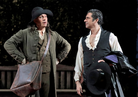 Erwin Schrott (Leporello), Ildebrando D'Arcangelo (Don Giovanni), Don Giovanni, Wolfgang Amadeus Mozart. San Francisco Opera, 2016-17. Photographer: Cory Weaver/San Francisco Opera.