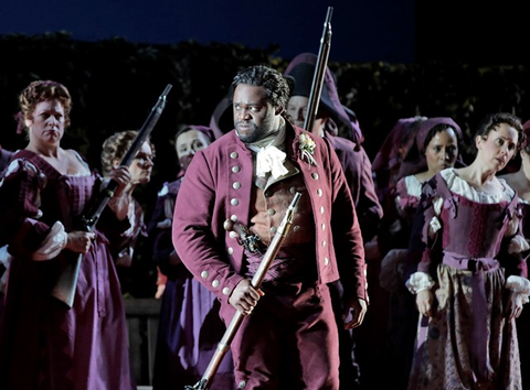 Michael Sumuel (Masetto), Chorus, Don Giovanni, Wolfgang Amadeus Mozart. San Francisco Opera, 2016-17. Photographer: Cory Weaver/San Francisco Opera.