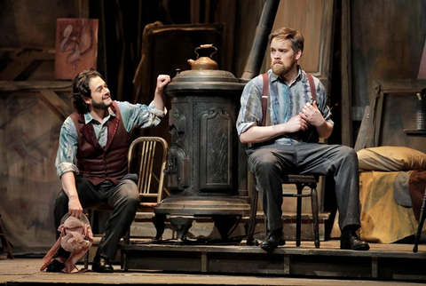 Arturo Chacón-Cruz (Rodolfo), Audun Iversen (Marcello), La Bohème, Giacomo Puccini. San Francisco Opera, 2016-17. Photographer: Cory Weaver/San Francisco Opera.