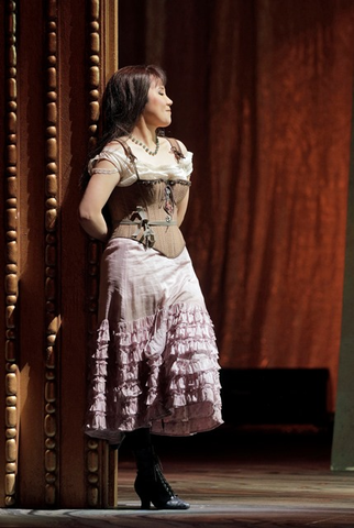 Hye Jung Lee (Ah Sing), Girls of the Golden West, John Adams. San Francisco Opera, 2017-18. Photographer: Cory Weaver/San Francisco Opera.