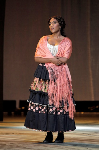 J'Nai Bridges (Josefa Segovia), Girls of the Golden West, John Adams. San Francisco Opera, 2017-18. Photographer: Cory Weaver/San Francisco Opera.