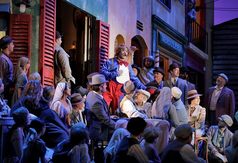 Amitai Pati (Beppe), Ensemble, Pagliacci, Ruggero Leoncavallo. San Francisco Opera, 2018-19. Photographer: Cory Weaver/San Francisco Opera.