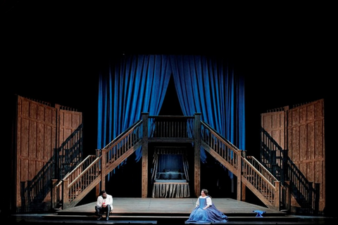 A scene from Donizetti's "Roberto Devereux" with Russell Thomas in the title role and Jamie Barton as Sara. Photo: Cory Weaver/San Francisco Opera